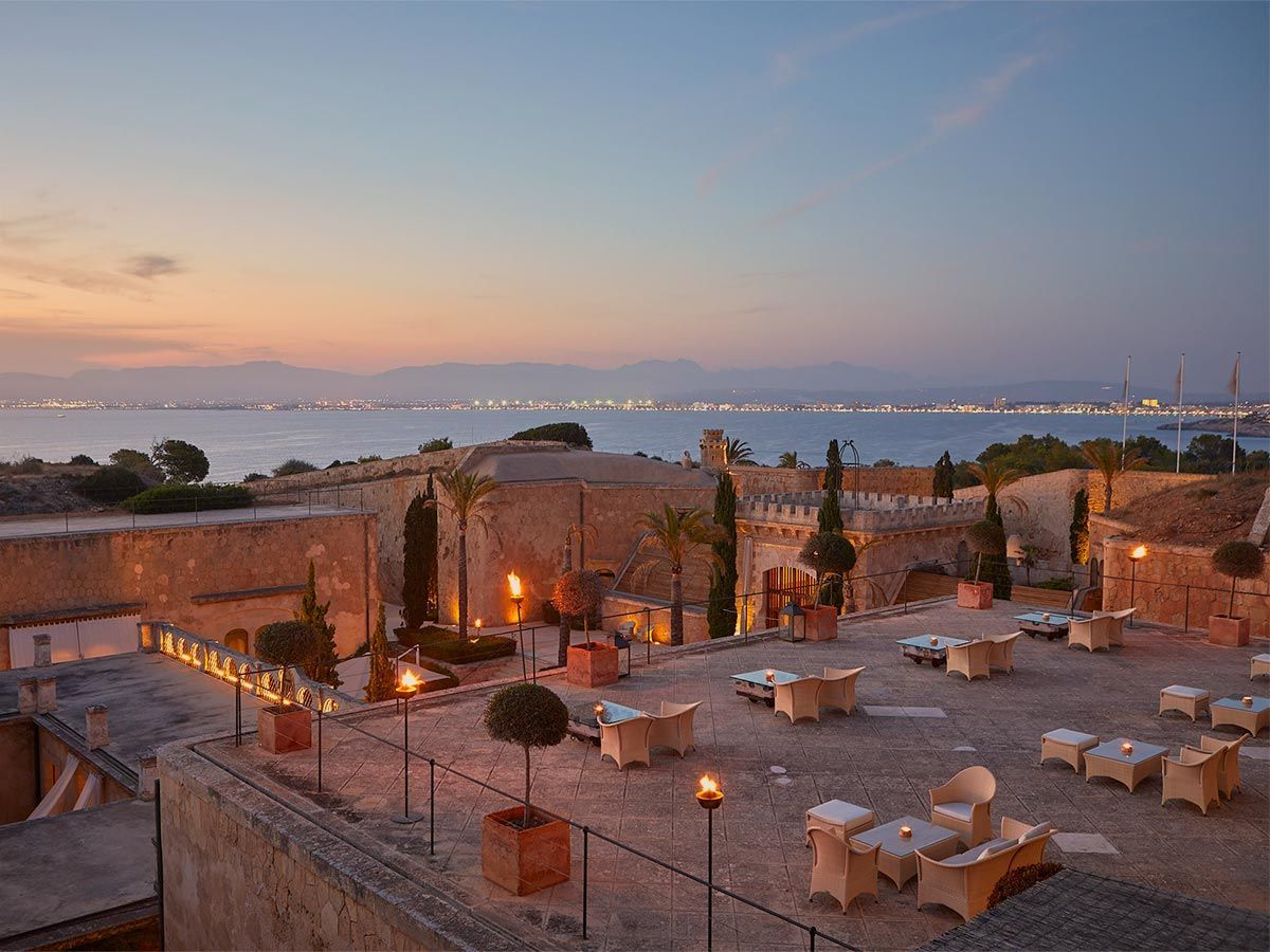 Terrace of La Fortaleza restaurant, with panoramic views.