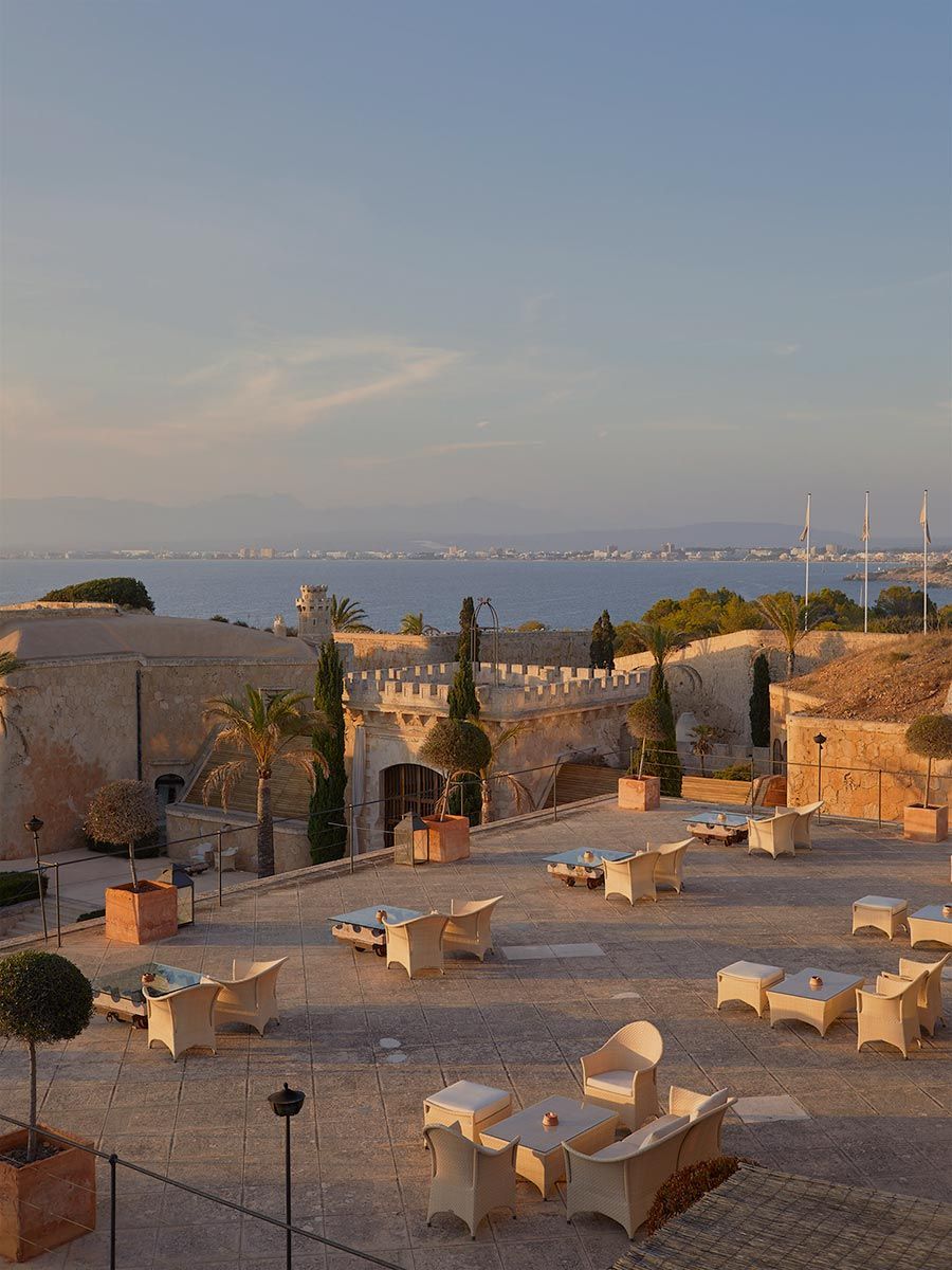 Terrace of La Fortaleza restaurant, with panoramic views.